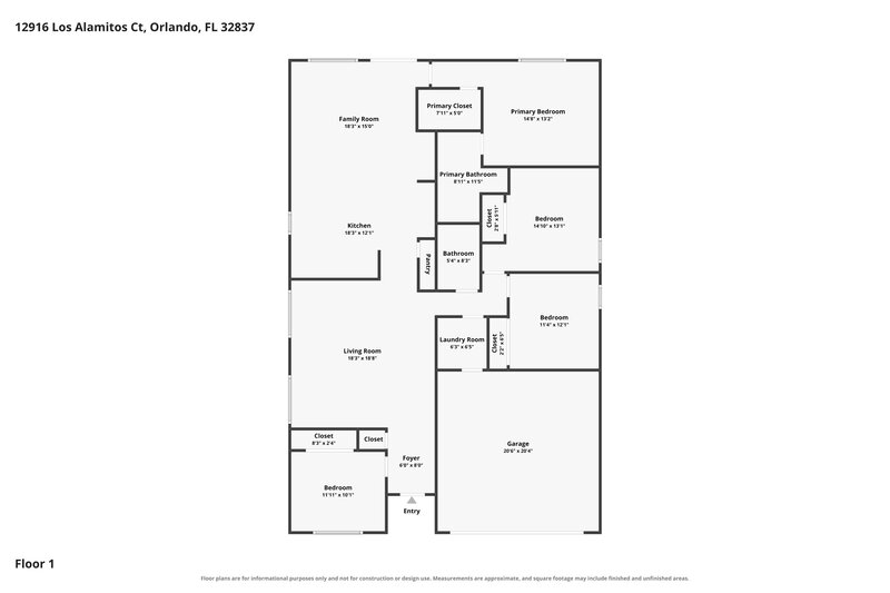 2,340/Mo, 12916 Los Alamitos Ct Orlando, FL 32837 Floor Plan View