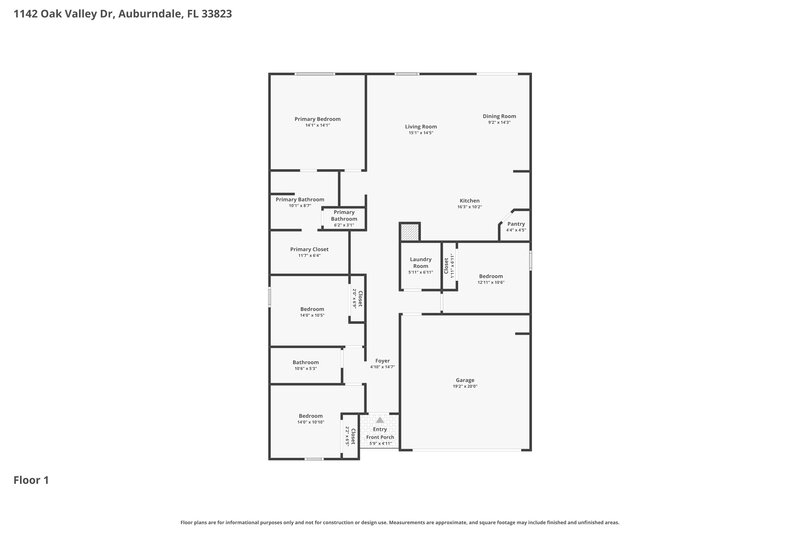 2,145/Mo, 1142 Oak Valley Drive Auburndale, FL 33823 Floor Plan View
