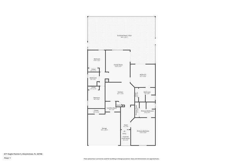 2,275/Mo, 671 Eagle Pointe South Kissimmee, FL 34746 Floor Plan View
