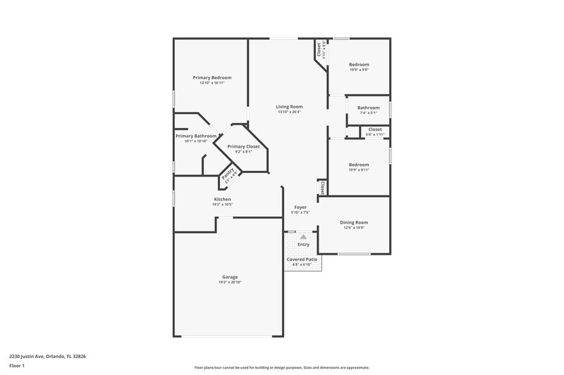 2,225/Mo, 2230 Justin Ave Orlando, FL 32826 Floor Plan View