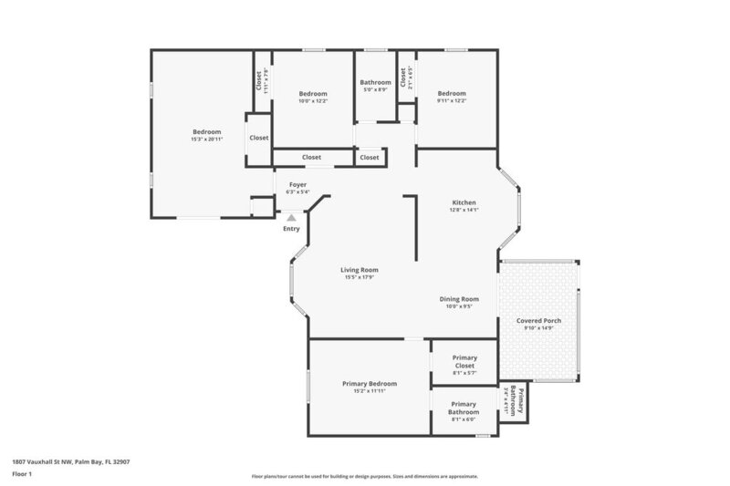 1,655/Mo, 1807 Vauxhall St NW Palm Bay, FL 32907 Floorplan View