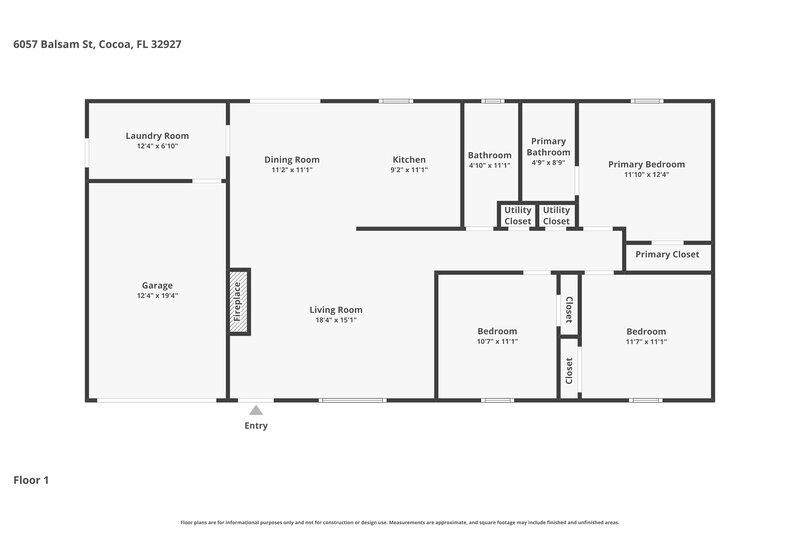1,995/Mo, 6057 Balsam St Cocoa, FL 32927 Floor Plan View