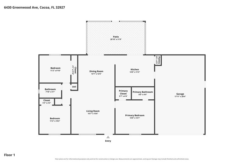 2,050/Mo, 6430 Greenwood Ave Cocoa, FL 32927 Floor Plan View
