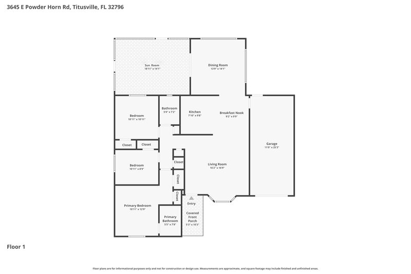 1,825/Mo, 3645 E Powder Horn Rd Titusville, FL 32796 Floor Plan View