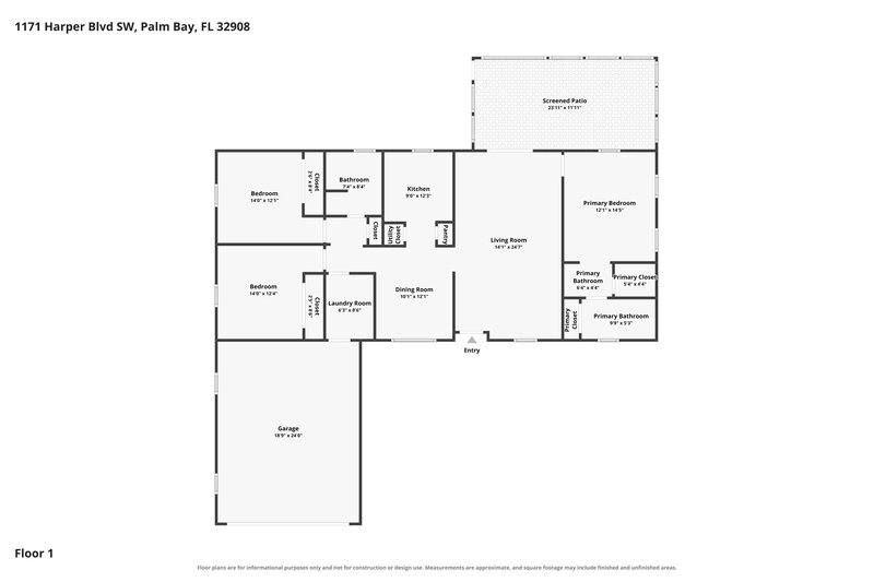 1,975/Mo, 1171 Harper Blvd SW Palm Bay, FL 32908 Floor Plan View