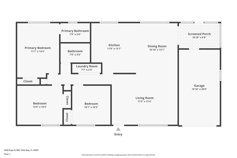 1,675/Mo, 1020 Pope St NW Palm Bay, FL 32907 Floor Plan View