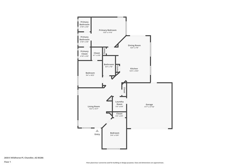 2,005/Mo, 2650 E Wildhorse Pl Chandler, AZ 85286 Floor Plan View
