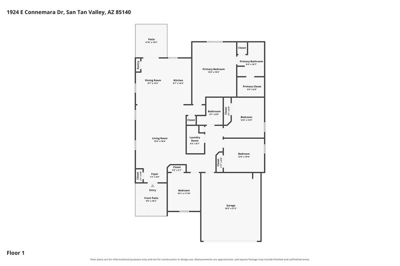 2,125/Mo, 1924 E Connemara Dr San Tan Valley, AZ 85140 Floor Plan View