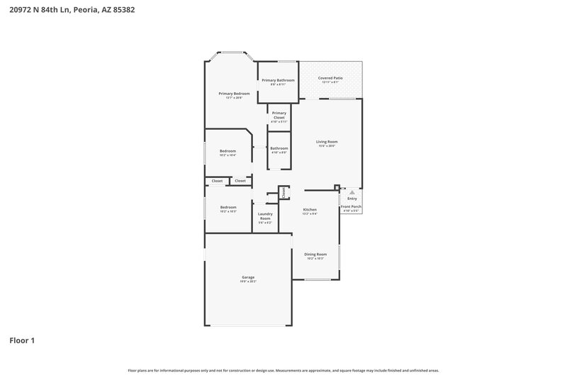 2,095/Mo, 20972 N 84th Ln Peoria, AZ 85382 Floor Plan View