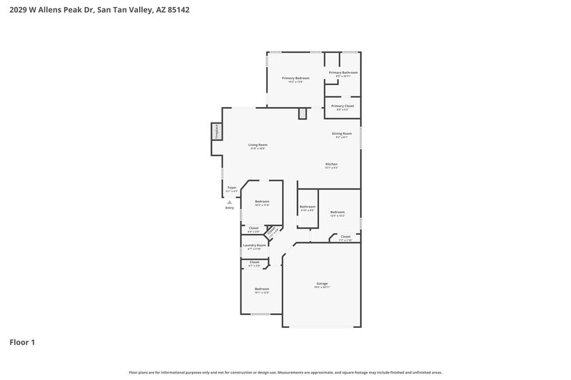 2,160/Mo, 2029 W Allens Peak Dr Queen Creek, AZ 85142 Floor Plan View
