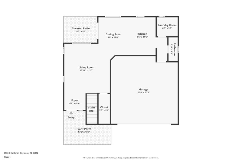 2,185/Mo, 3538 S Calderon Cir Mesa, AZ 85212 Floor Plan View
