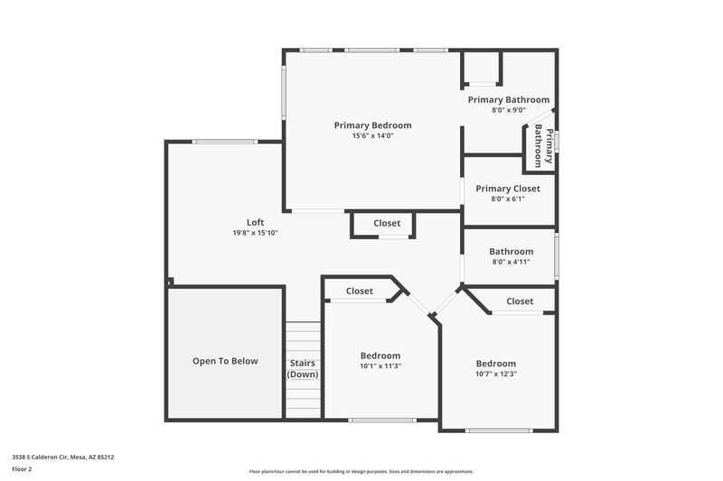 2,185/Mo, 3538 S Calderon Cir Mesa, AZ 85212 Floor Plan View 2