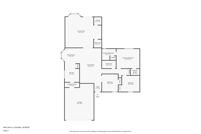 2,465/Mo, 646 E Gila Ln Chandler, AZ 85225 Floor Plan View