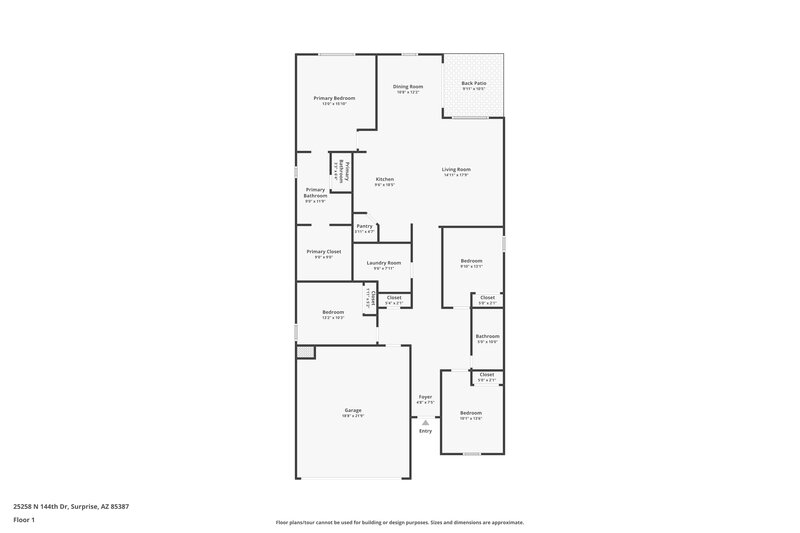 1,870/Mo, 25258 N 144th Drive Surprise, AZ 85387 Floor Plan View