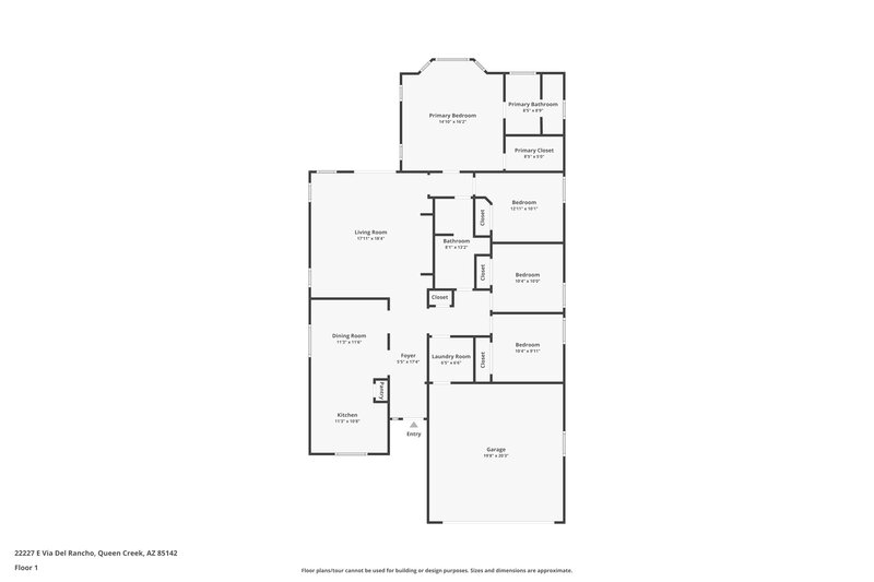 1,965/Mo, 22227 E Via del Rancho Queen Creek, AZ 85142 Floor Plan View