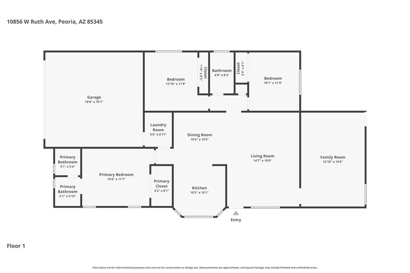 2,000/Mo, 10856 W Ruth Ave Peoria, AZ 85345 Floor Plan View