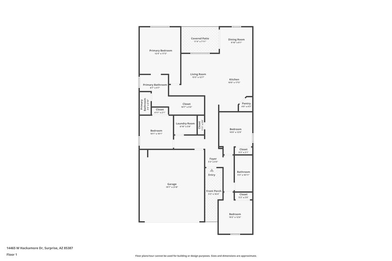 1,745/Mo, 14465 W Hackamore Dr Surprise, AZ 85387 Floor Plan View