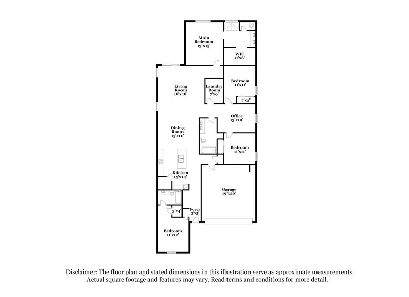 2,550/Mo, 6859 W Levi Drive Phoenix, AZ 85043 Floor Plan View