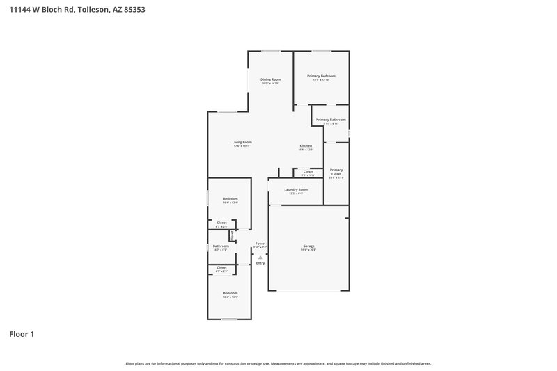1,960/Mo, 11144 W Bloch Rd Tolleson, AZ 85353 Floor Plan View