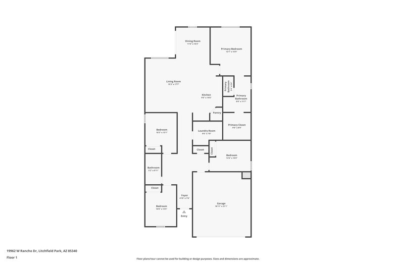 2,125/Mo, 19962 W Rancho Dr Litchfield Park, AZ 85340 Floor Plan View