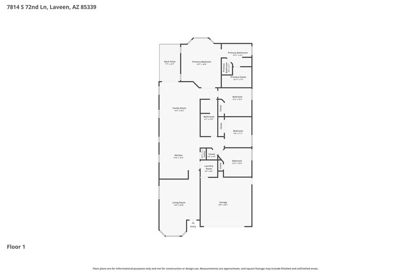 2,185/Mo, 7814 S 72nd Ln Laveen, AZ 85339 Floor Plan View