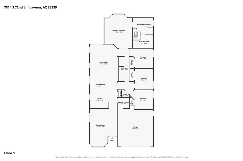 1,965/Mo, 7814 S 72nd Ln Laveen, AZ 85339 Floor Plan View