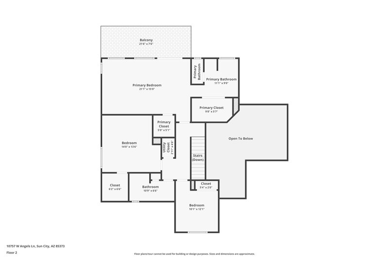 2,150/Mo, 10757 W Angels Ln Sun City, AZ 85373 Floor Plan View 2