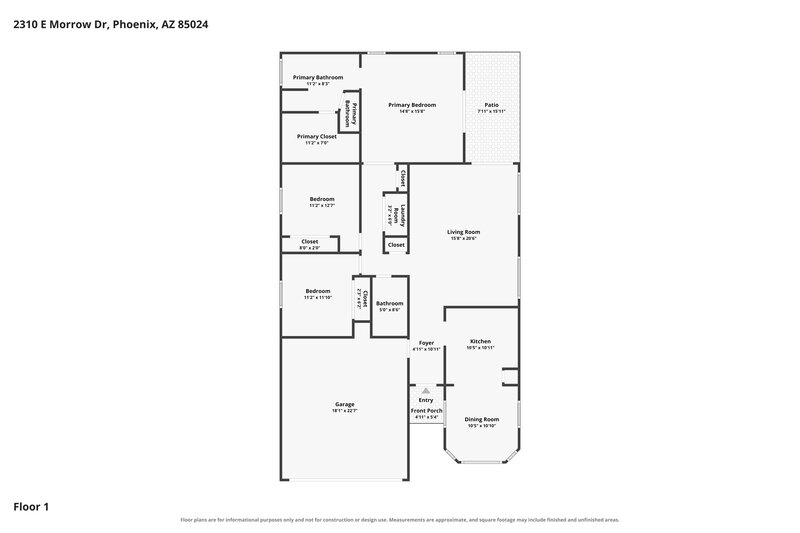 2,375/Mo, 2310 E Morrow Dr Phoenix, AZ 85024 Floor Plan View