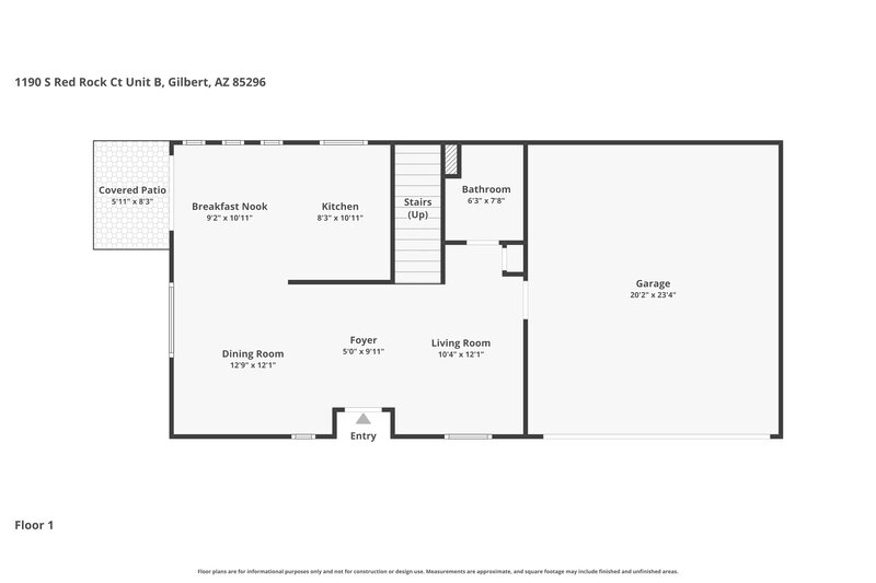 1,975/Mo, 1190 S Red Rock Ct Unit B Gilbert, AZ 85296 Floor Plan View