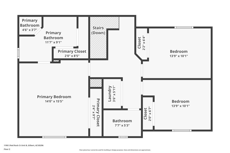 1,975/Mo, 1190 S Red Rock Ct Unit B Gilbert, AZ 85296 Floor Plan View 2