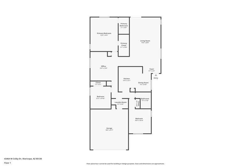 1,690/Mo, 43464 W Colby Dr Maricopa, AZ 85138 Floor Plan View