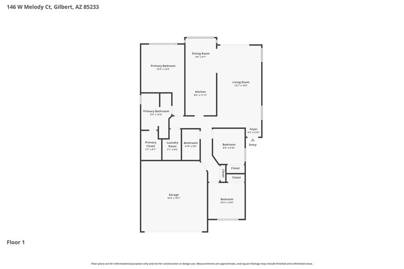 2,355/Mo, 146 W Melody Ct Gilbert, AZ 85233 Floor Plan View