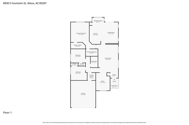 2,495/Mo, 8930 E Fountain St Mesa, AZ 85207 Floor Plan View