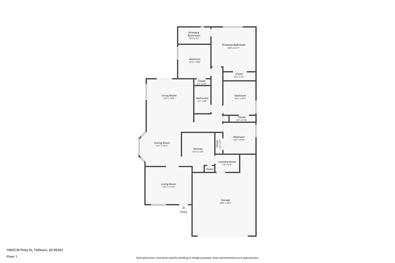 1,940/Mo, 10633 W Pima St Tolleson, AZ 85353 Floorplan View