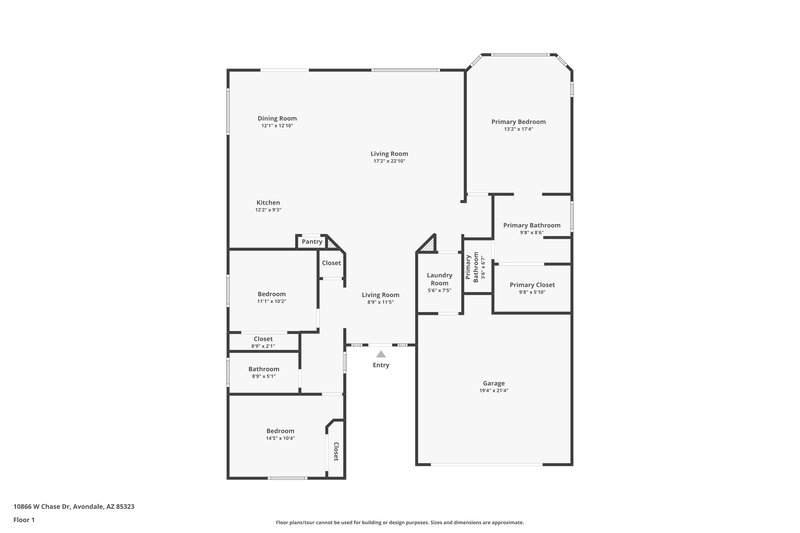 1,935/Mo, 10866 W Chase Ln Avondale, AZ 85323 Floor Plan View