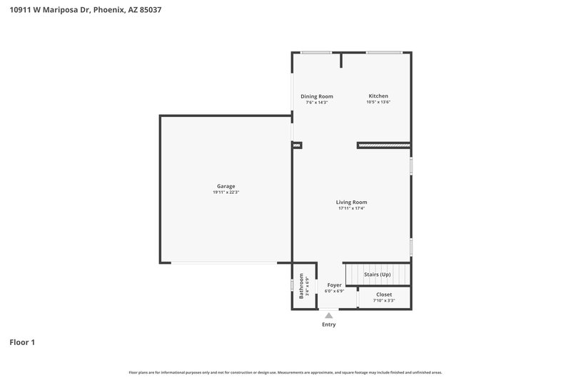 2,185/Mo, 10911 W Mariposa Dr Phoenix, AZ 85037 Floor Plan View