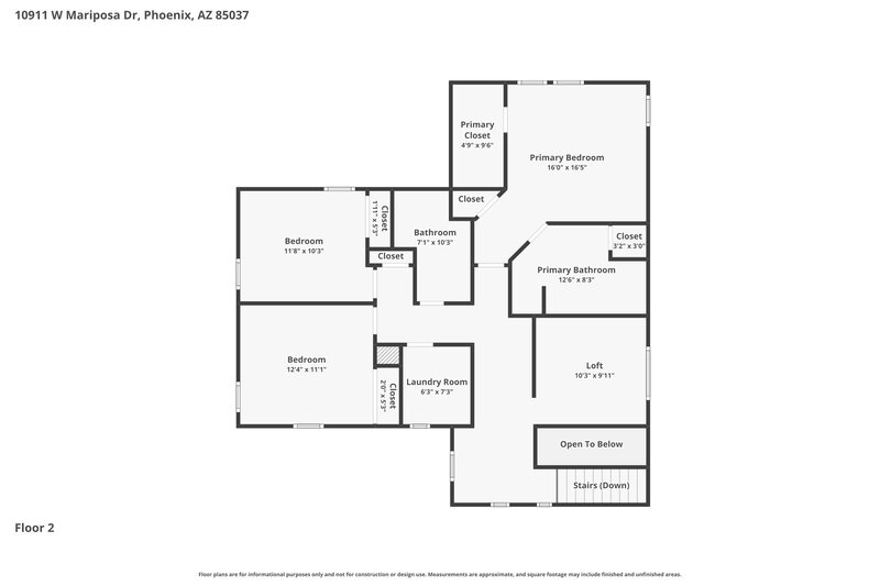 2,185/Mo, 10911 W Mariposa Dr Phoenix, AZ 85037 Floor Plan View 2