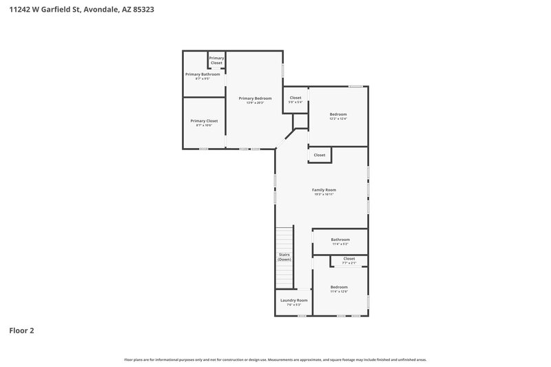 2,190/Mo, 11242 W Garfield St Avondale, AZ 85323 Floor Plan View 2