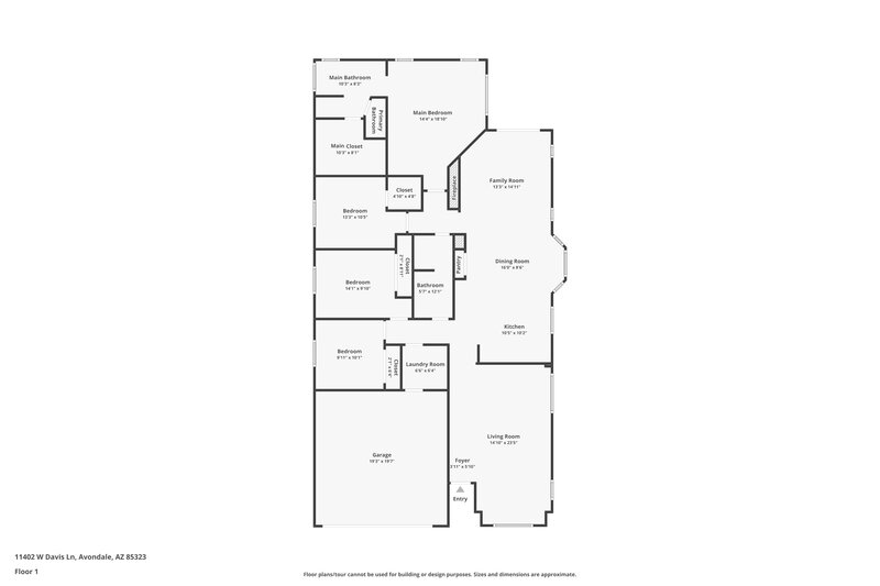 1,865/Mo, 11402 W Davis Ln Avondale, AZ 85323 Floor Plan View