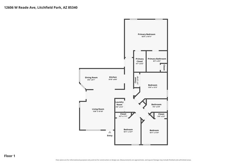 1,950/Mo, 12606 W Reade Ave Litchfield Park, AZ 85340 Floor Plan View