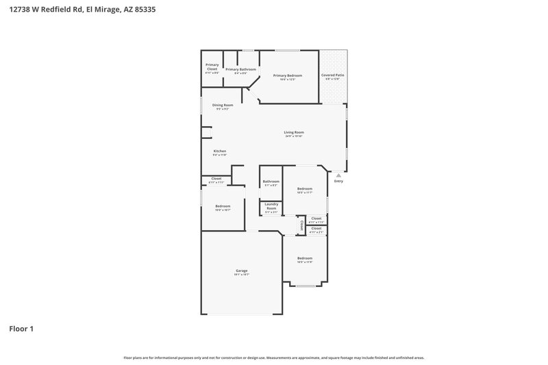 1,890/Mo, 12738 W Redfield Rd El Mirage, AZ 85335 Floor Plan View
