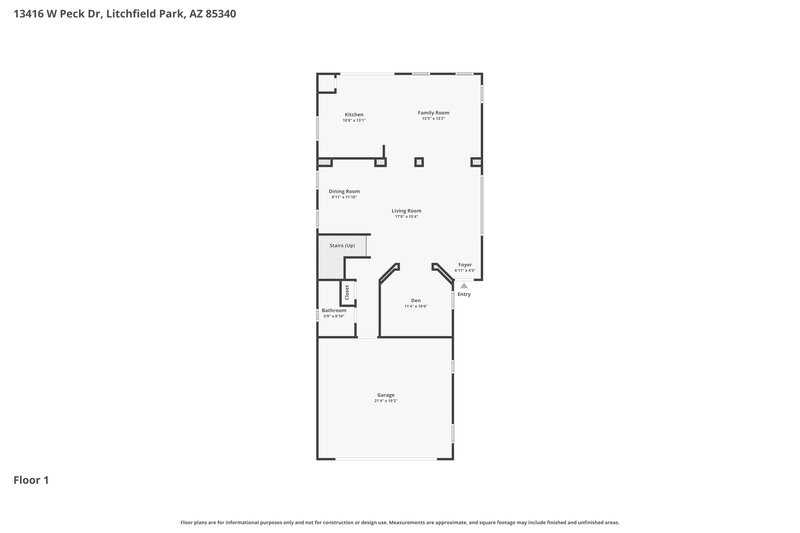 2,325/Mo, 13416 W Peck Dr Litchfield Park, AZ 85340 Floor Plan View