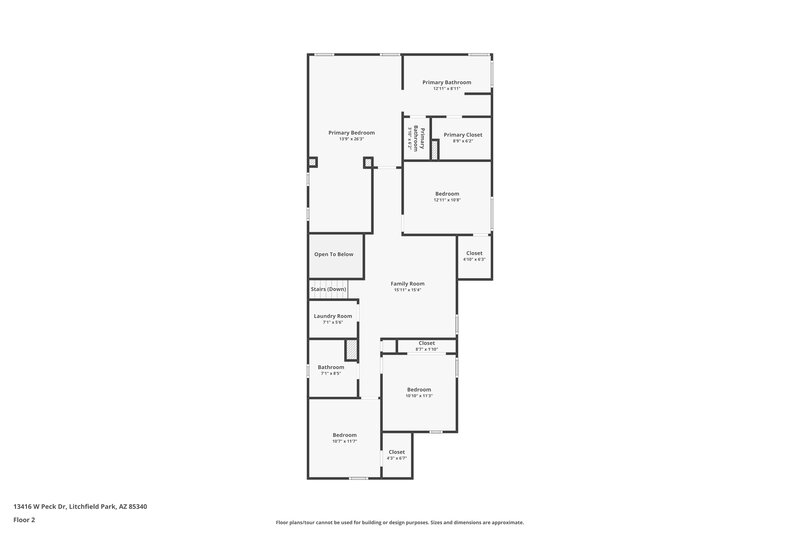 2,435/Mo, 13416 W Peck Dr Litchfield Park, AZ 85340 Floor Plan View 2