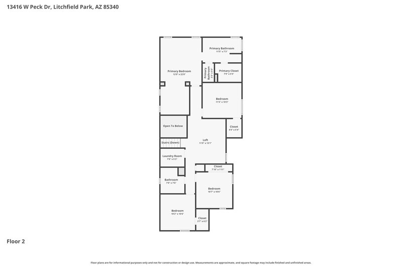 2,325/Mo, 13416 W Peck Dr Litchfield Park, AZ 85340 Floor Plan View 2