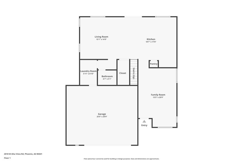 2,095/Mo, 2018 W Alta Vista Rd Phoenix, AZ 85041 Floor Plan View