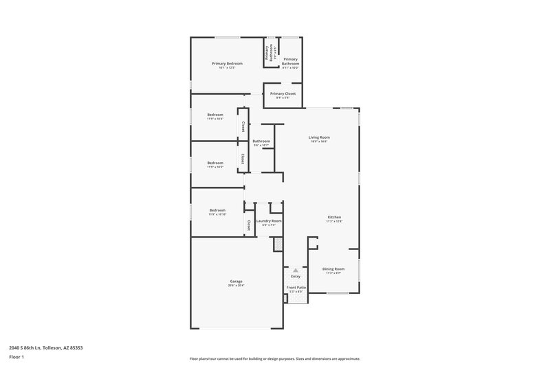 2,250/Mo, 2040 S 86th Ln Tolleson, AZ 85353 Floor Plan View
