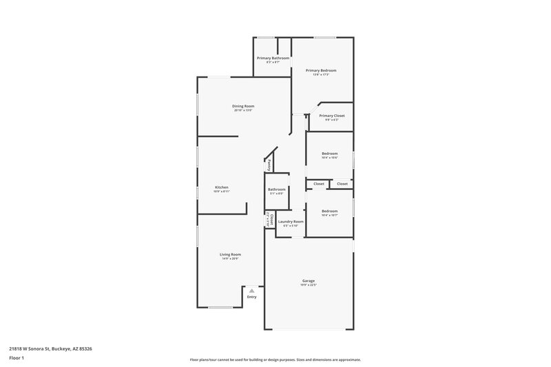 1,745/Mo, 21818 W Sonora St Buckeye, AZ 85326 Floorplan View