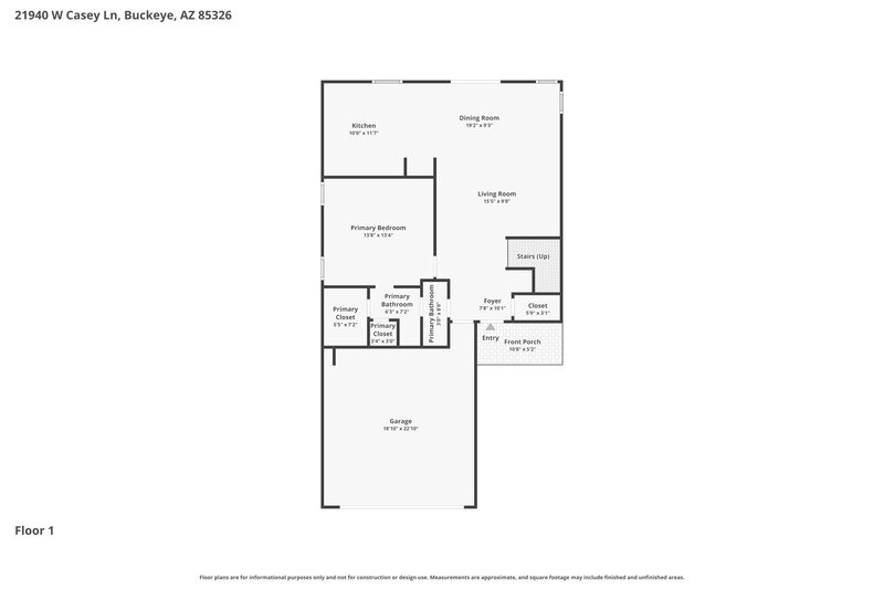1,865/Mo, 21940 W Casey Ln Buckeye, AZ 85326 Floor Plan View