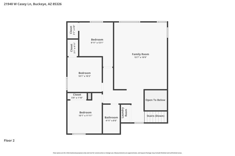 1,865/Mo, 21940 W Casey Ln Buckeye, AZ 85326 Floor Plan View 2