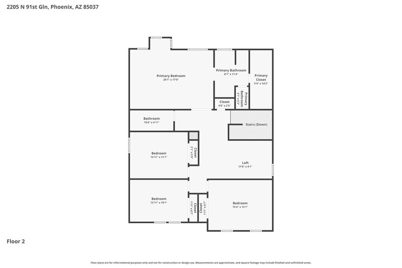 2,395/Mo, 2205 N 91st Gln Phoenix, AZ 85037 Floor Plan View 2